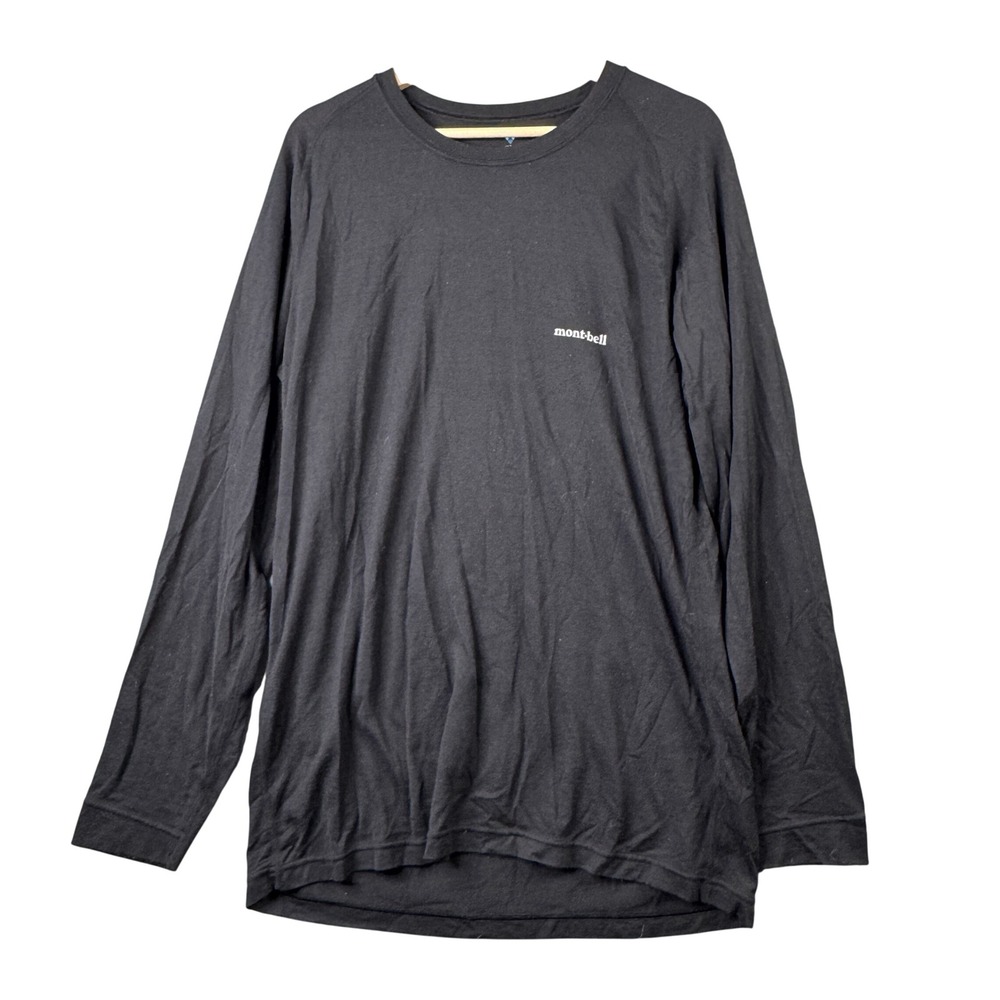 Montbell Super Merino Wool MW Long Sleeve Shirt Mens XL Black 1107654 Base Layer